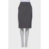 Gray wool straight skirt