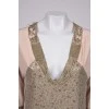 Golden pink dress with beaded embroidery