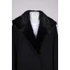 Wool coat with fur on the lapels