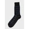 Men's dark blue printed socks