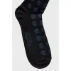 Men's dark blue printed socks