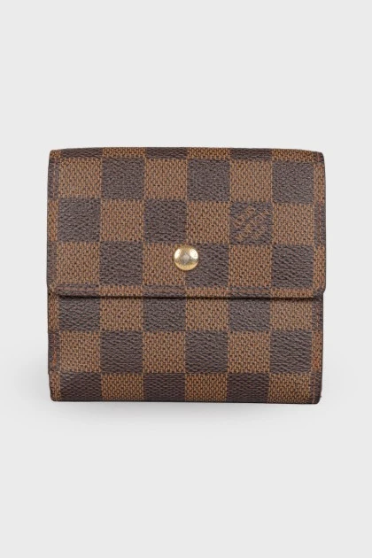 Men's brown checkered wallet