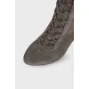 Graphite lace-up over the knee boots