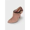 Powder colored suede ankle boots