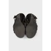 Black wedge sandals