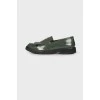 Dark green leather loafers