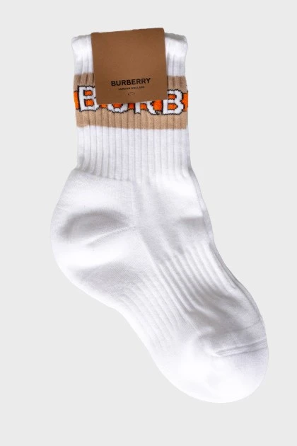 White socks with brand logo