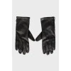 Leather gloves with zip