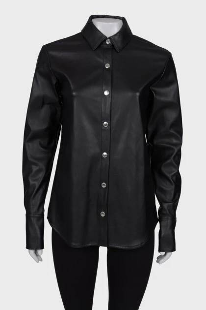 Black shirt with eco-leather