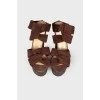Suede sandals with wooden soles
