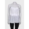 White top with lace patches