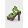 Green suede sandals