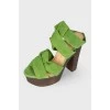 Green suede sandals