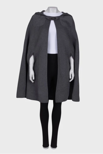 Gray cape with hood