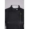 Black sheepskin coat made of genuine leather