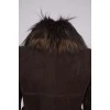 Dark brown sheepskin coat with fur on the collar