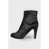 Black pony leather ankle boots