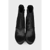 Black pony leather ankle boots