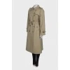 Double-breasted trench coat with waistband