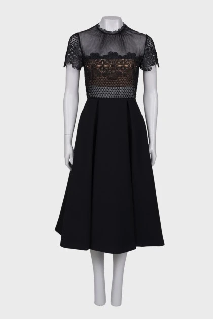 Black fitted dress with lace