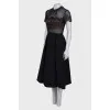 Black fitted dress with lace