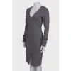 Gray dress with fringed cuffs