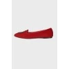 Red embroidered ballerina shoes