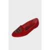 Red embroidered ballerina shoes
