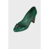 Green shoes with rhinestones