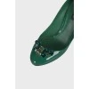 Green shoes with rhinestones