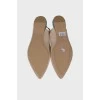 Beige patent leather mules