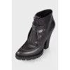 Leather ankle boots with silver hardware