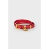 Leather bracelet with golden buckle