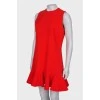 Woolen dress with a frill at the hem