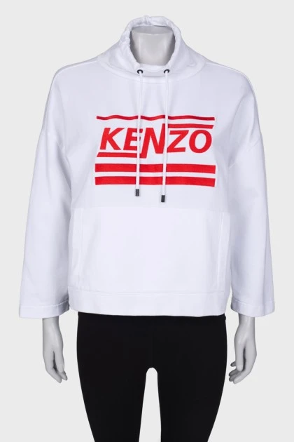White hoodie with embroidered brand logo