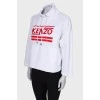 White hoodie with embroidered brand logo