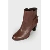 Dark brown leather ankle boots