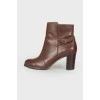 Dark brown leather ankle boots