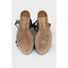 Textile wedge sandals