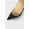 Dark green patent leather shoes