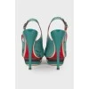 Turquoise embossed sandals