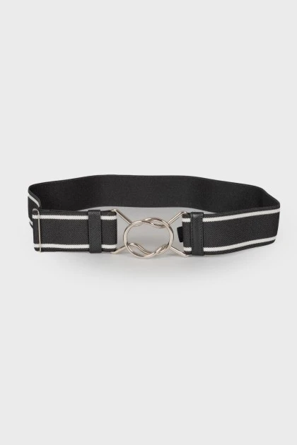 Textile belt with silver-tone hardware