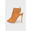 Semi-open suede ankle boots