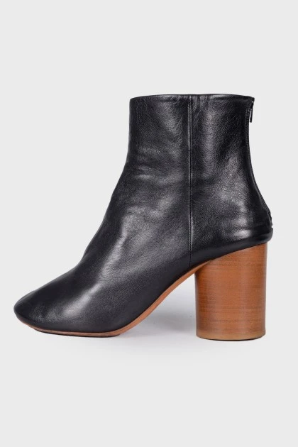 Leather boots with wooden heels