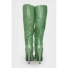 Green embossed boots