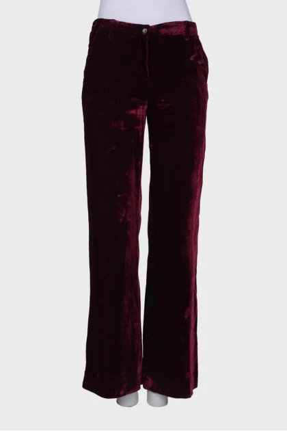 Velor burgundy trousers