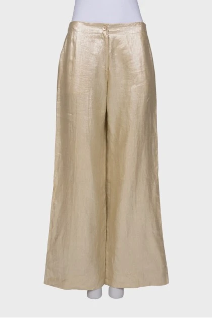 Golden linen palazzo trousers