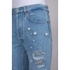 Blue jeans with rhinestones