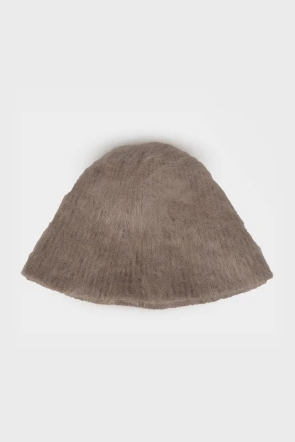 Brown hat with long pile