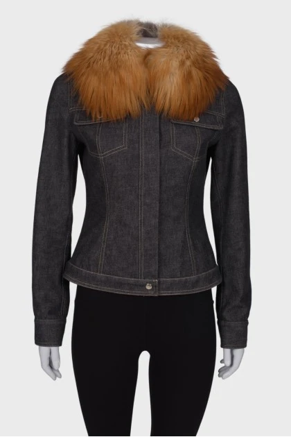 Denim jacket with fur